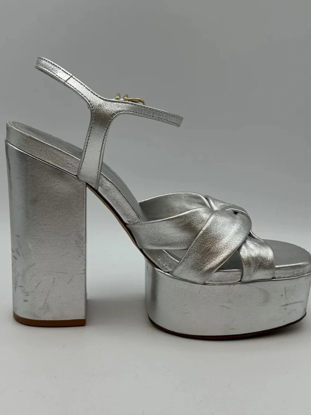 LARROUDE leather platforms silver 7
